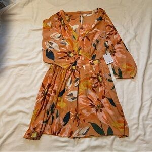 O'Neill Orange Floral Tie-Waist Girls' Dress